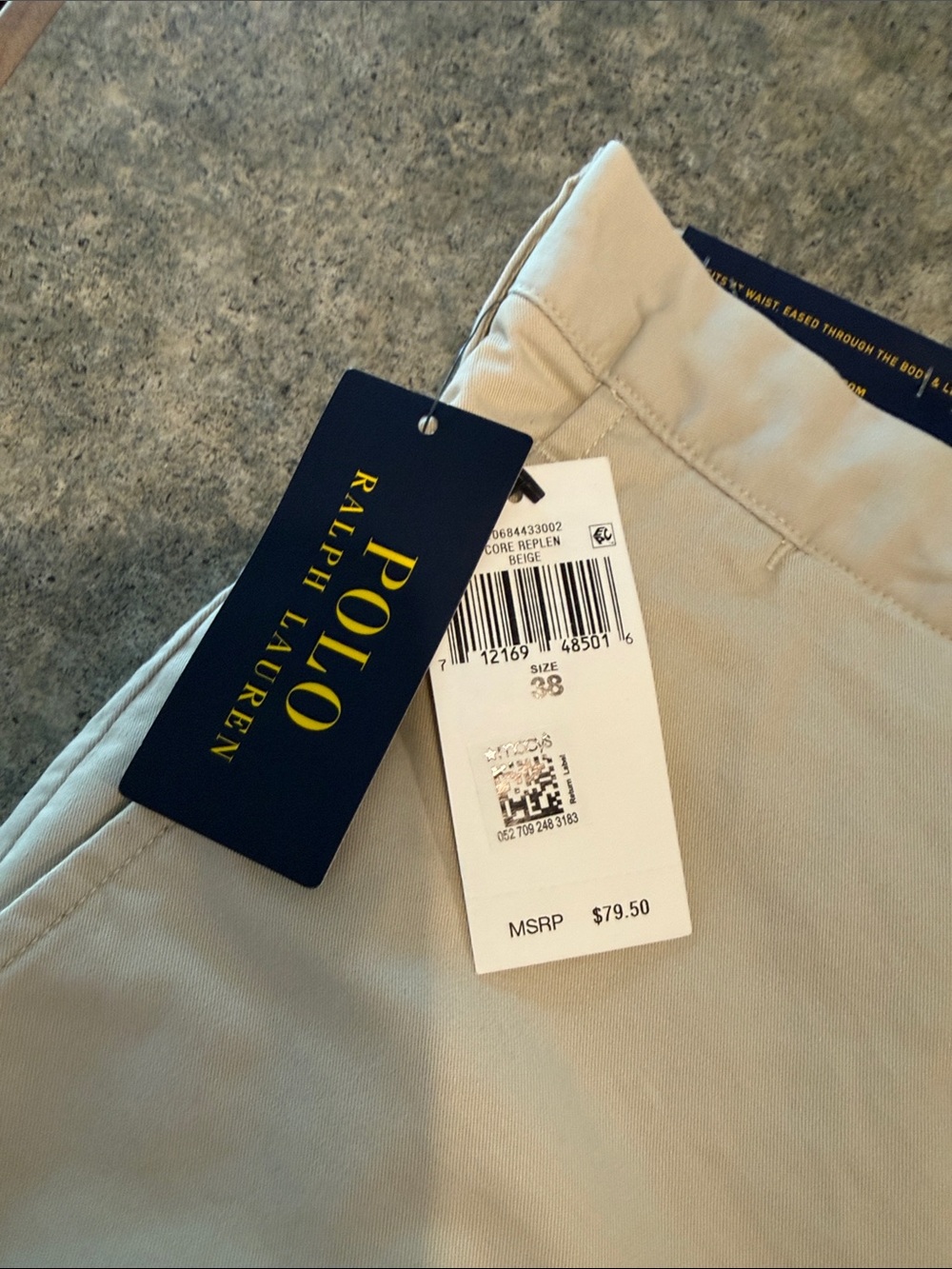 Polo by Ralph Lauren Men's Khaki Flat Front Chino Shorts - Picture 2 of 8